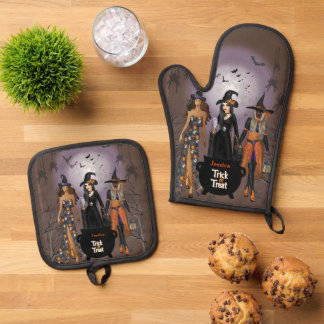 Calling All Witches Halloween Party 30Th Birthday Oven Mitt & Pot Holder Set