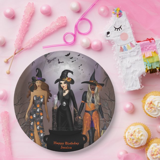Calling All Witches Halloween Party 30Th Birthday Paper Plate (Party)
