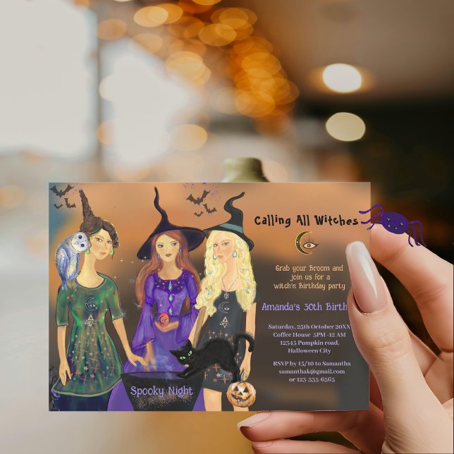 Calling All Witches Halloween Party Birthday   Invitation (Calling All Witches Halloween Party Birthday Invitation)