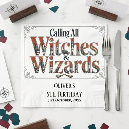 Calling All Witches & Wizards Story Book Birthday Napkin
