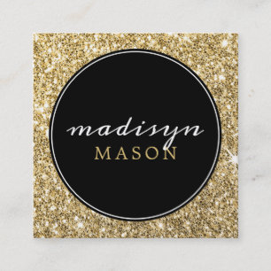CALLING CARD circle border chic black gold glitter