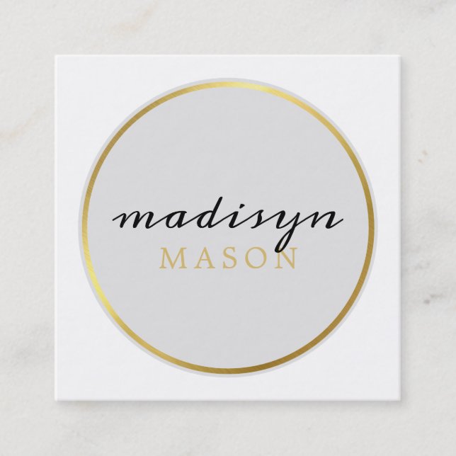 CALLING CARD circle border chic pale grey gold (Front)
