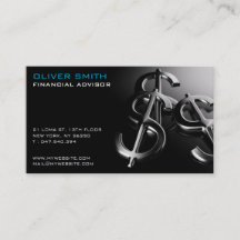 Calling card on black bottom finances and dollar