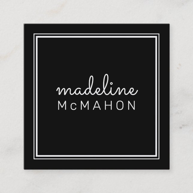 CALLING CARD square preppy modern bold black (Front)