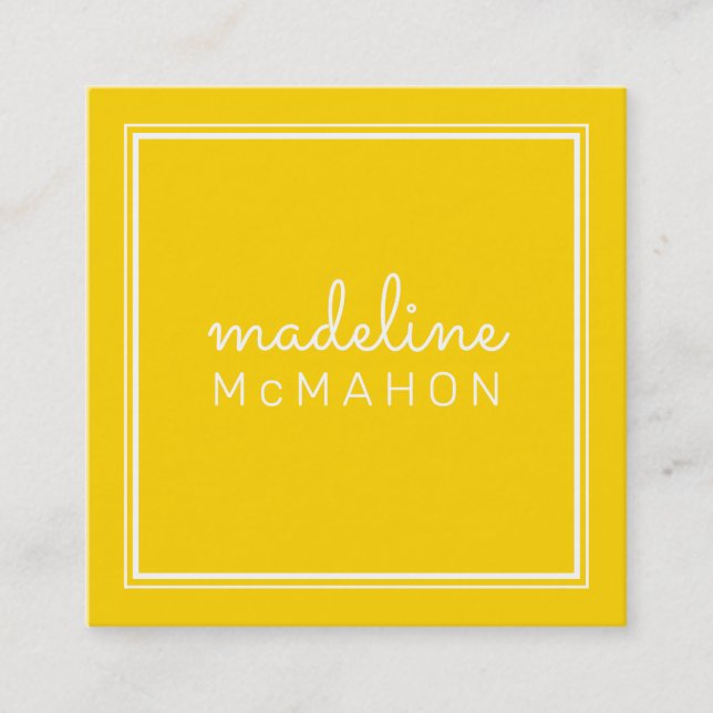 CALLING CARD square preppy modern bright yellow (Front)