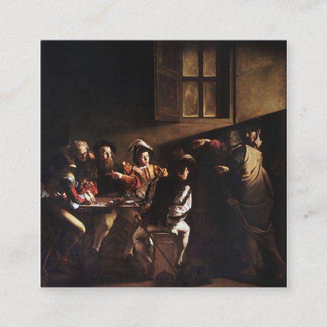 Calling Of Saint Matthew By Caravaggio Square Business Card (Front)