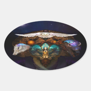 Calling The Spirit Animals Oval Sticker