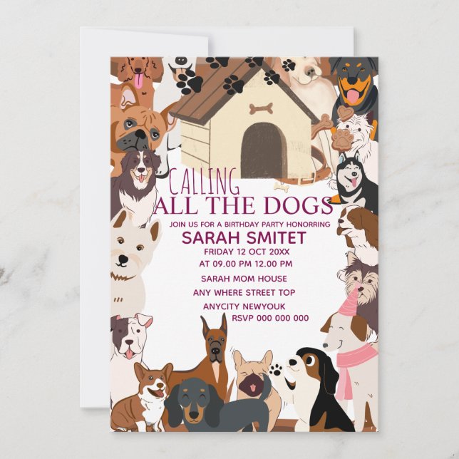 CallingAll Dogs Birthday Pawty  let's do  Invitation (Front)