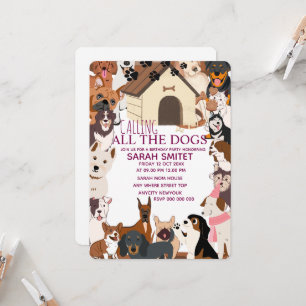 CallingAll Dogs Birthday Pawty let's do Invitation