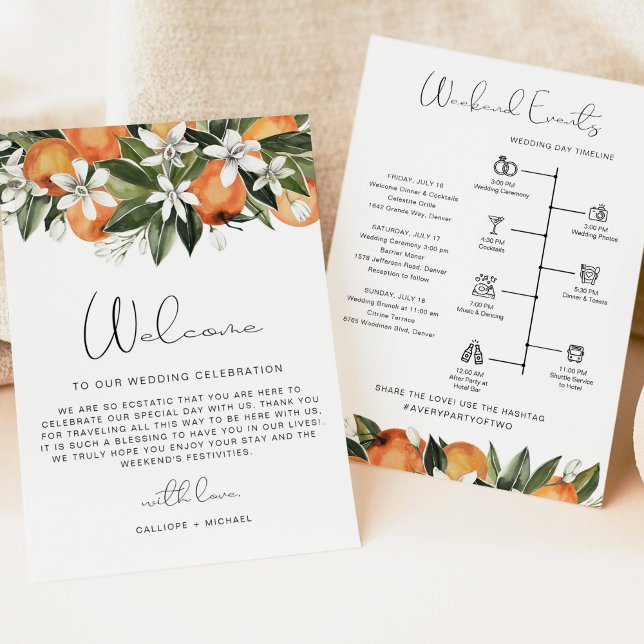 CALLIOPE Citrus Orange Welcome Letter Timeline Invitation (Creator Uploaded)