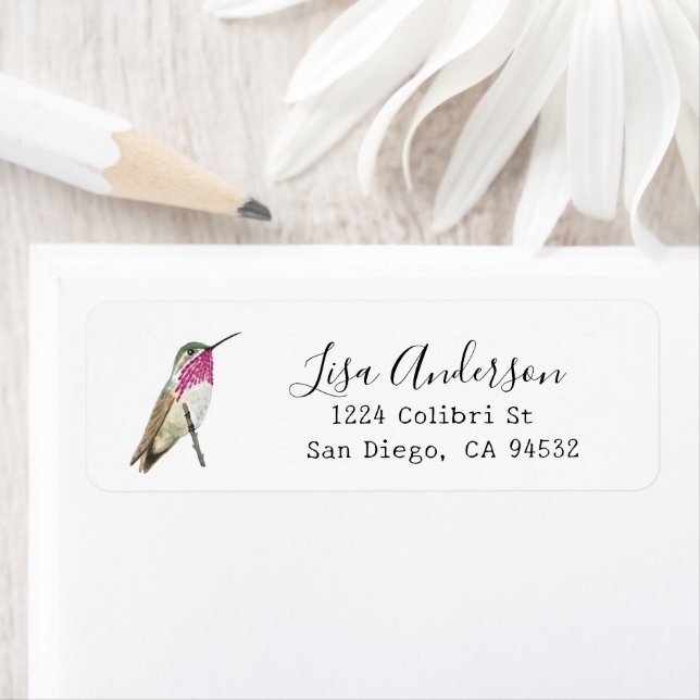 Calliope Hummingbird Return Address Label (Insitu)