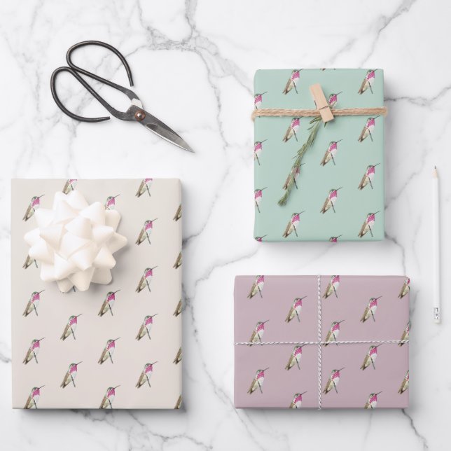 Calliope Hummingbird Wrapping Paper Sheet (Front)