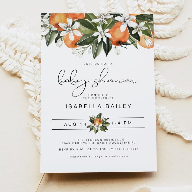 CALLIOPE Little Cutie Orange Baby Shower Invitation (Creator Uploaded)
