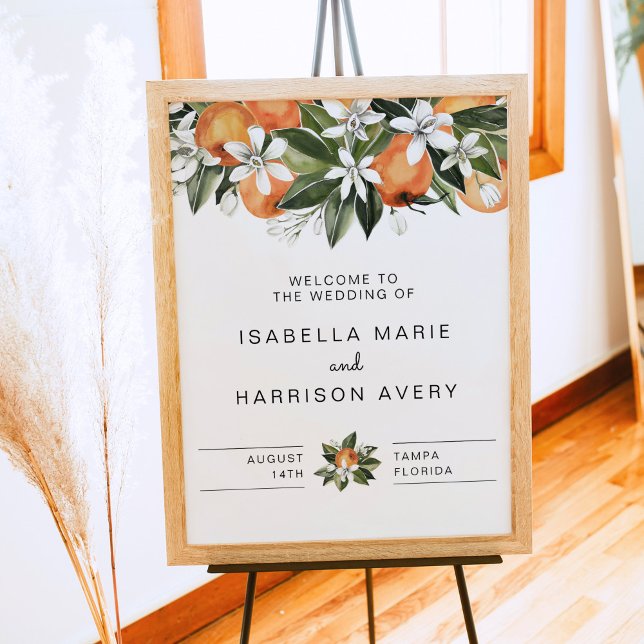 Calliope - Tropical Orange Botanic Wedding Welcome Poster (Creator Uploaded)