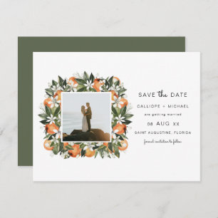 CALLIOPE Watercolor Oranges Photo Save the Date Invitation