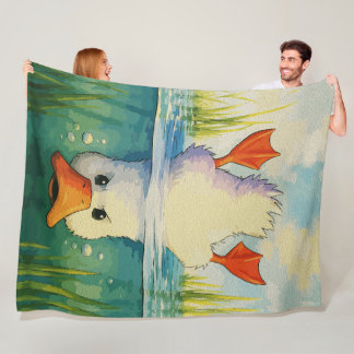 Calm Above, Determined Below – Funny Duck Fleece Blanket