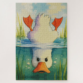 Calm Above, Determined Below – Funny Duck Jigsaw Puzzle