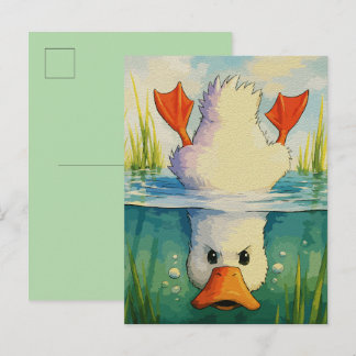 Calm Above, Determined Below – Funny Duck Postcard