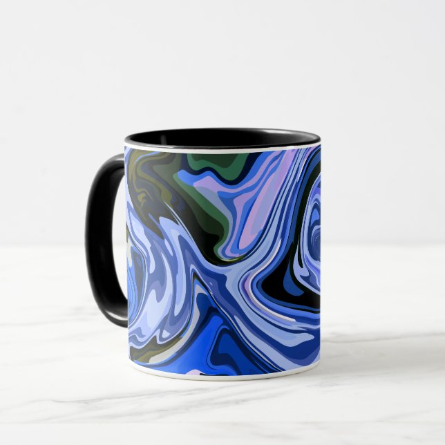 Calm Abstract Fluid Art with Cool Tones  Mug (Front Left)