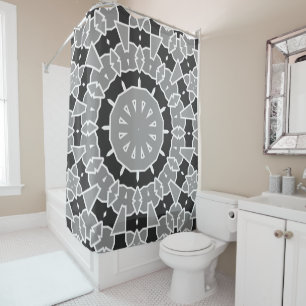 Calm and bold black and white Geometric Mandala Shower Curtain
