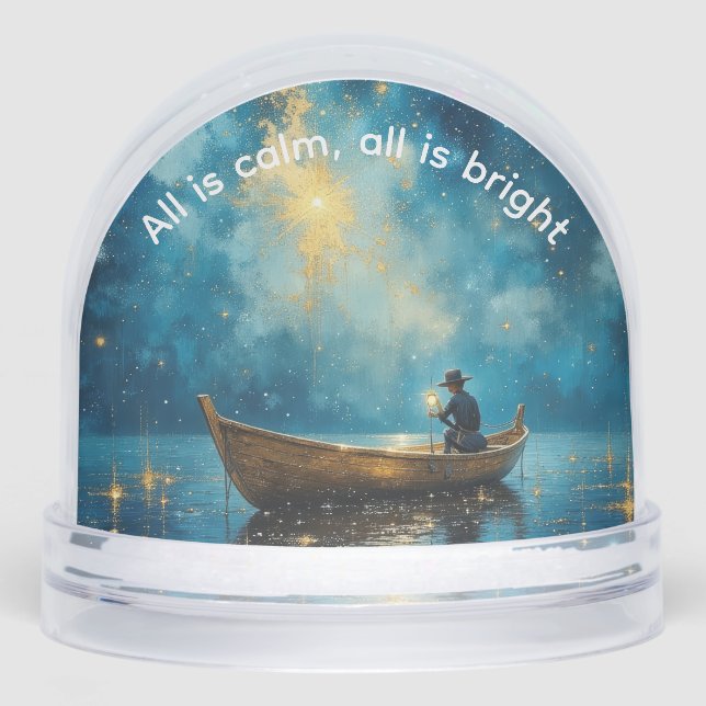 Calm and bright Night fisherman Snowglobe (Front)
