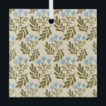Calm and Natural: Blue Flower Seamless Pattern Glass Tree Decoration<br><div class="desc">Seamless pattern of stylized blue flowers and green leaves on a beige background. The design is repetitive and conveys a calm,  natural elegance.</div>