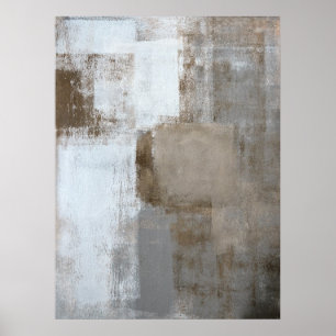 'Calm and Neutral' Gray and Beige Abstract Art Poster