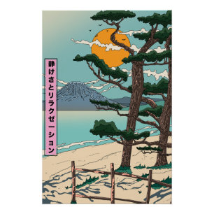 Calm and relaxation Japanese river. Poster