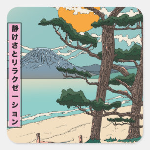 Calm and relaxation Japanese river. Square Sticker