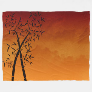 Calm Bamboo and mountain view Scene Fleece Blanket