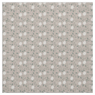 Calm Beige Meadow Flowers with Green Accents Fabric