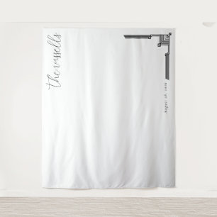 Calm Black Minimalist Geometric Lines Tapestry