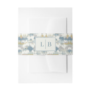 Calm Blue Abstract Floral Grid Invitation Belly Band