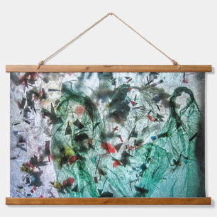 Calm blue abstract Wood Topped Wall Tapestry,Cosy  Hanging Tapestry