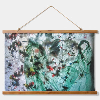 Calm blue abstract Wood Topped Wall Tapestry,Cosy  Hanging Tapestry
