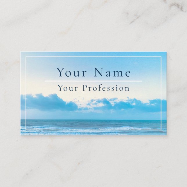 Calm Blue Beach Scene Customisable Business Card (Front)
