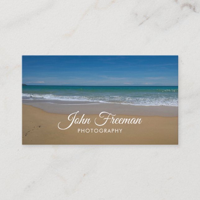 Calm Blue Beach Waves Photographer Business Card (Front)