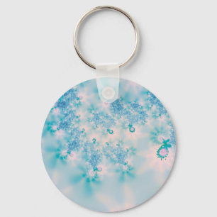 Calm Blue Meditation Butterfly Art Key Ring