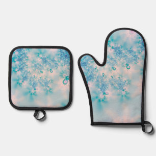 Calm Blue Meditation Butterfly Art Oven Mitt & Pot Holder Set