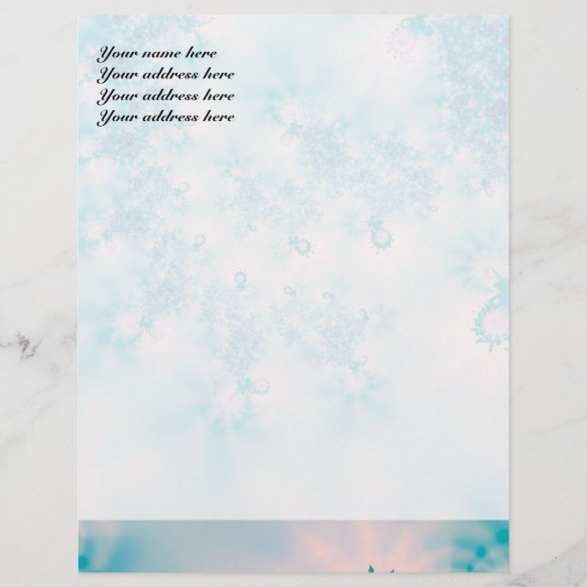 Calm Blue Meditation Butterfly Art Personalized Letterhead (Front)