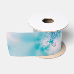 Calm Blue Meditation Butterfly Art Satin Ribbon