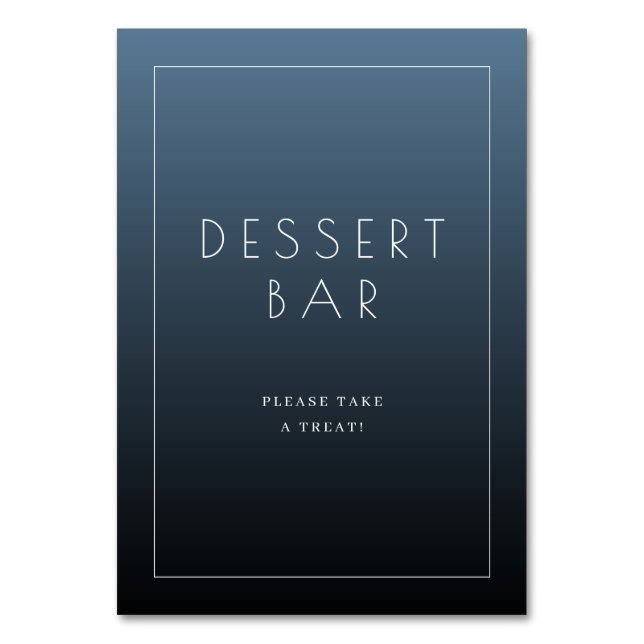 Calm Blue Minimalist Dessert Bar Sign Table Number (Front)