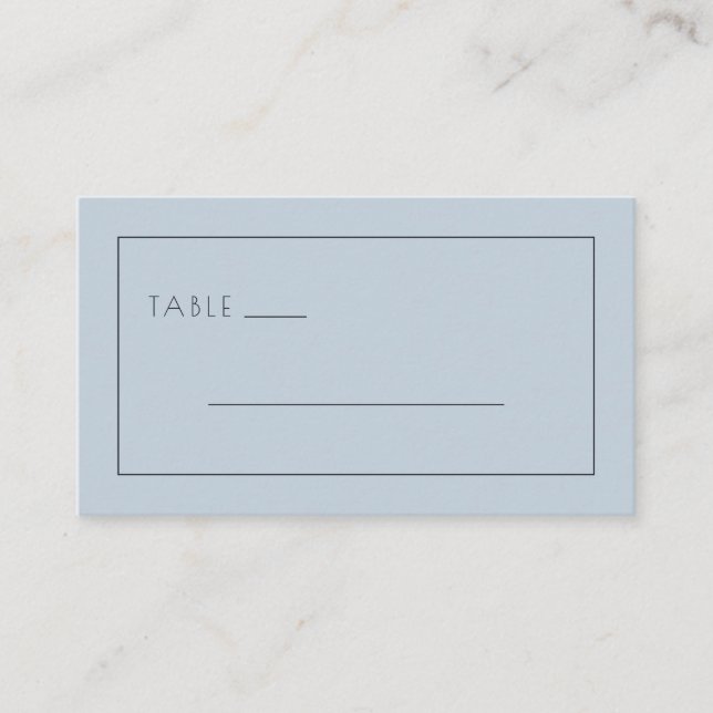 Calm Blue Minimalist Table Sign Place Card (Front)
