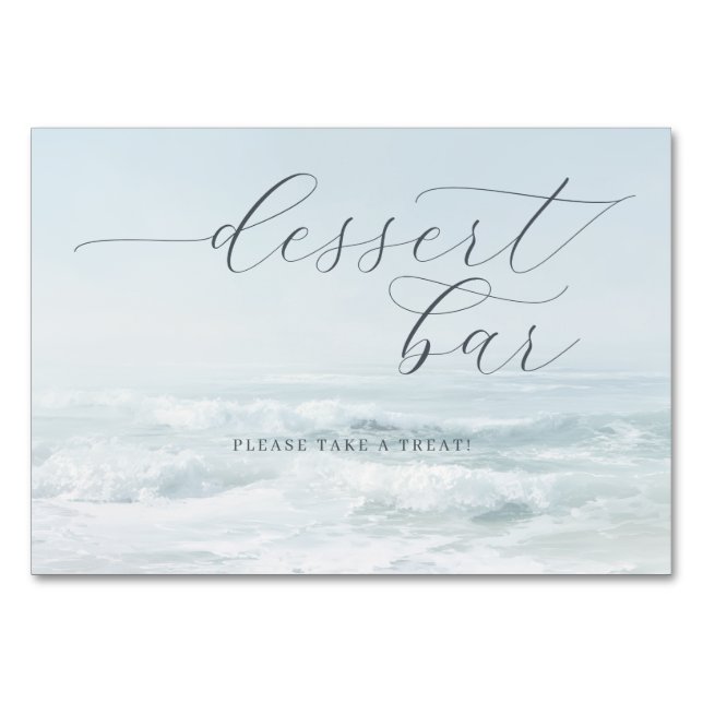 Calm Blue Ocean Dessert Bar Sign Table Number (Front)