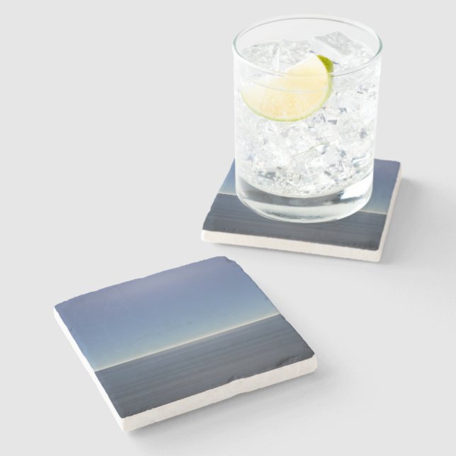 Calm Blue Ocean Stone Coaster (Side)