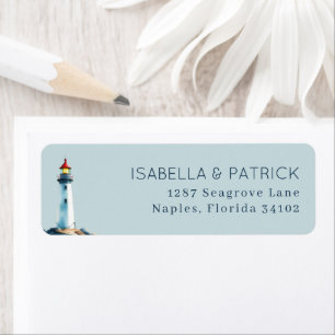 Calm Blue Watercolor Lighthouse Return Address Label