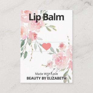 Calm Blush Pink Floral Lip Balm Display Packaging Business Card