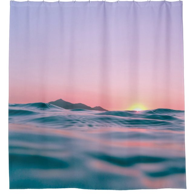 Calm body of water during golden hour shower curtain (Front)