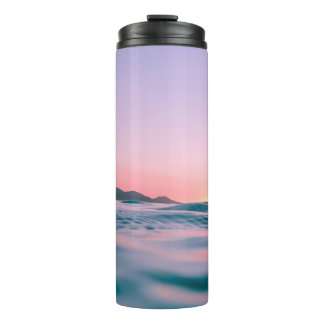Calm body of water during golden hour thermal tumbler