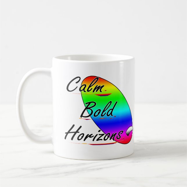 Calm bold horizons surfing coffee mug (Left)